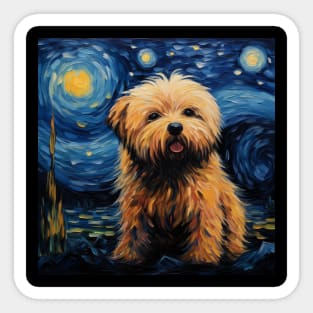 Cute Puli Dog Puppy Brown Painted in Starry Night style Sticker